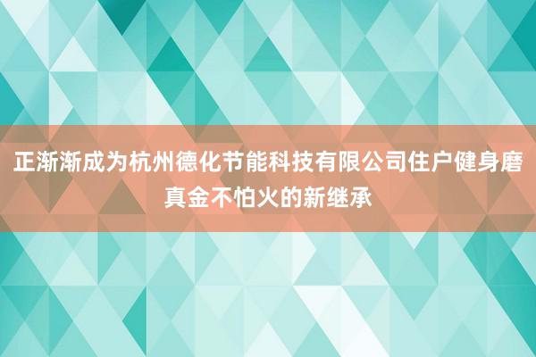 正渐渐成为杭州德化节能科技有限公司住户健身磨真金不怕火的新继承